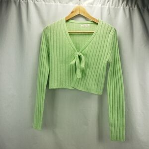 Full Circle Trends Green Tie Cropped Sweater Size M